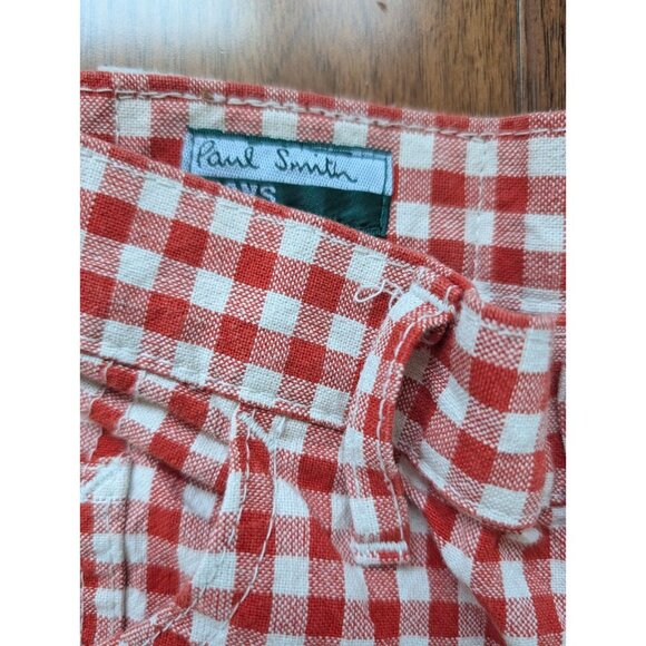 Paul Smith Jeans Red Gingham Check Pants Size 30 Japan Exclusive 100% Cotton - Picture 2 of 8